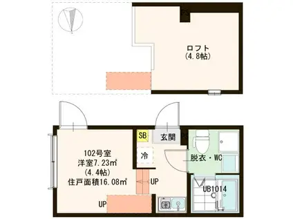 ハーモニーテラス青井IX(ワンルーム/1階)の間取り写真