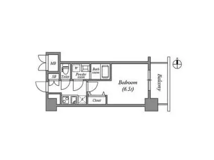 ワールドアイ難波CITY GATE(1K/6階)の間取り写真