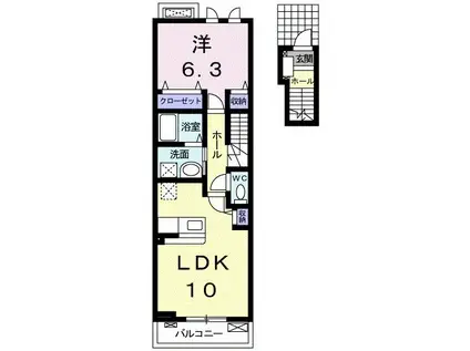 フォルシュ・メリー・ガーデン(1LDK/2階)の間取り写真