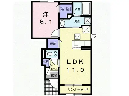 ミストラル(1LDK/1階)の間取り写真
