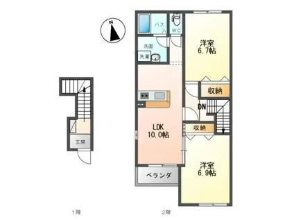 スターブルKIY(2LDK/2階)の間取り写真