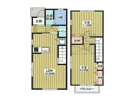 セントラルコート B(2LDK/1階)の間取り写真