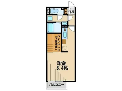 ミランダグリーンパーク貝塚(ワンルーム/2階)の間取り写真