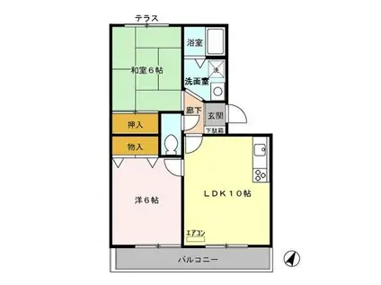 プリムヴェール参番館(2LDK/1階)の間取り写真