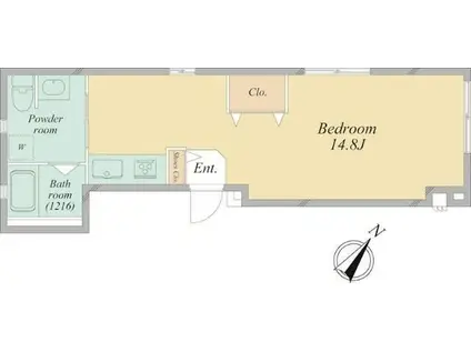 ボーリヴァージュ根津(ワンルーム/1階)の間取り写真