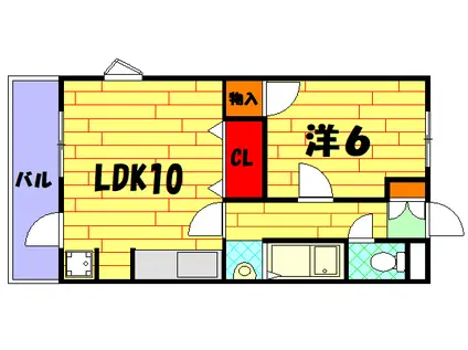 ふるさと高美B棟(1LDK/2階)の間取り写真