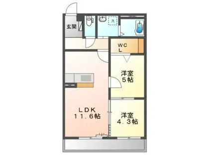 アイビス星ケ台(2LDK/3階)の間取り写真