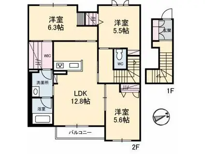 シャーメゾン・グラーノ(3LDK/2階)の間取り写真