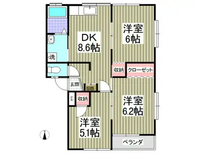 コーポWATANABE(3DK/1階)の間取り写真