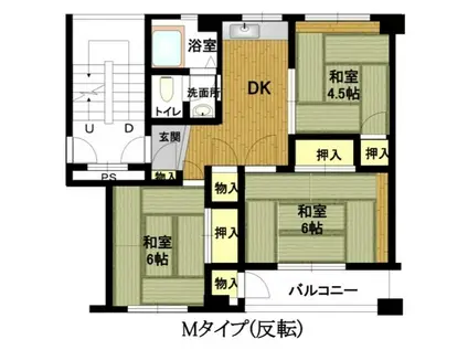 東垂水南5号棟(3DK/2階)の間取り写真