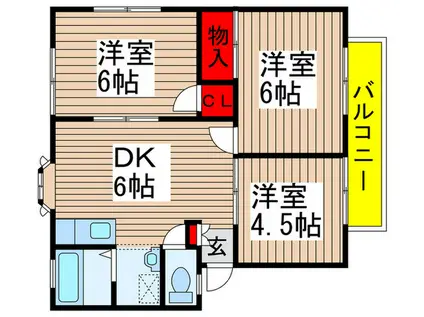 カルミヤハイム(3DK/2階)の間取り写真