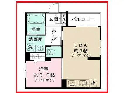 フタバネクスト(1LDK/3階)の間取り写真