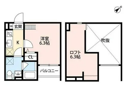 インプレッシブ スマ(1K/1階)の間取り写真