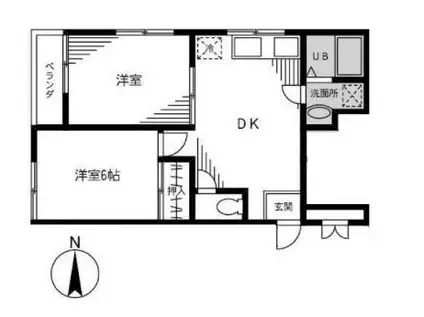 ル・サンミル(2DK/1階)の間取り写真