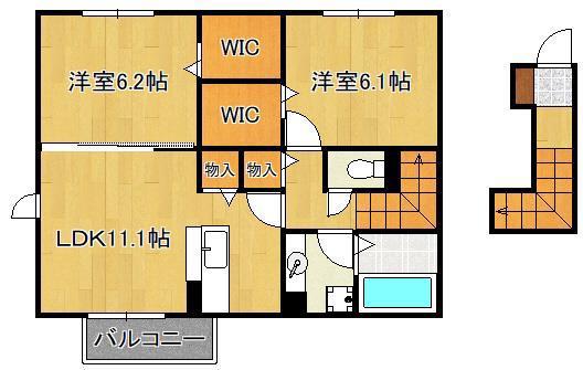 CLOVERII(2LDK/2階)の間取り写真