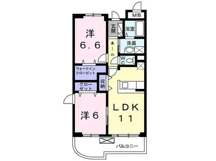 フルール野色(2LDK/2階)の間取り写真