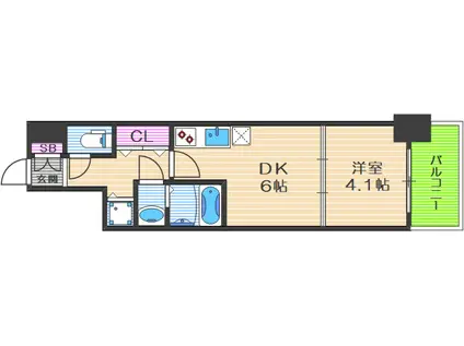 レオンコンフォート本町クレセント(1DK/7階)の間取り写真