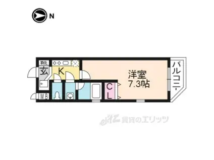 グランディール二条城(1K/4階)の間取り写真