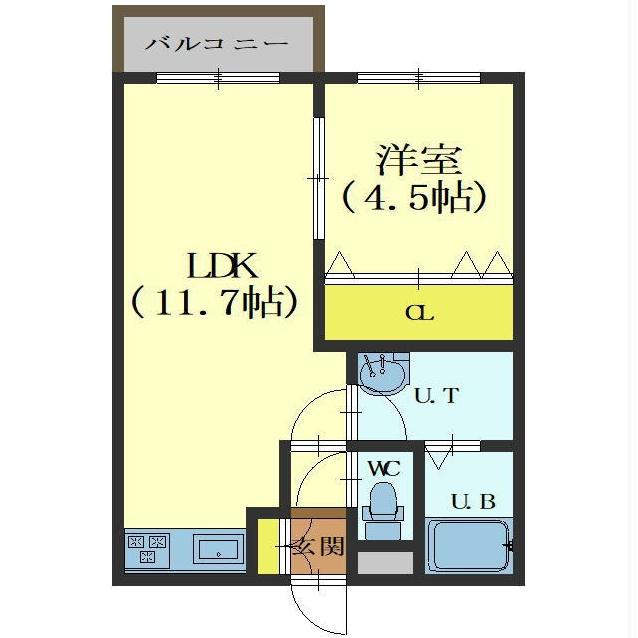 ユニBOX.4(1LDK/3階)の間取り写真
