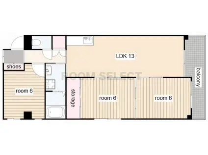 ハイツ太陽 B棟(3LDK/3階)の間取り写真