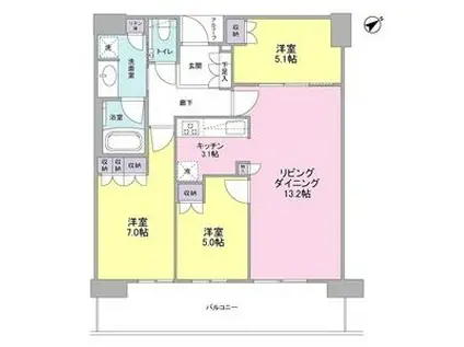 ザ・パークハウス中之島タワー(3LDK/37階)の間取り写真
