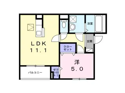 ポルテボヌール本牧(1LDK/1階)の間取り写真