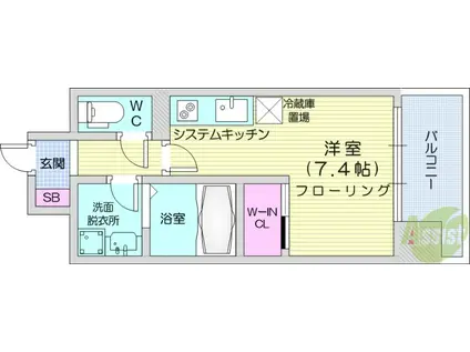 デュオフラッツ仙台木町通リネア(ワンルーム/11階)の間取り写真