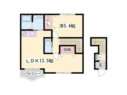 シエナ フローラ II番館(1LDK/2階)の間取り写真