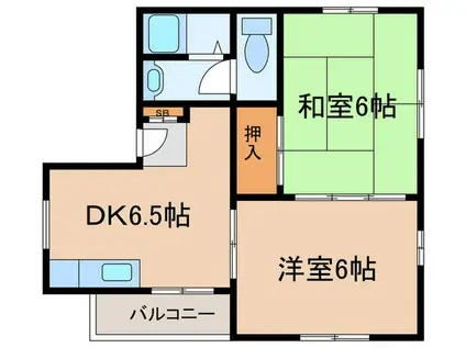 シャローム中村 2番館(2DK/1階)の間取り写真