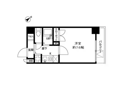 プレール大塚北(1K/6階)の間取り写真