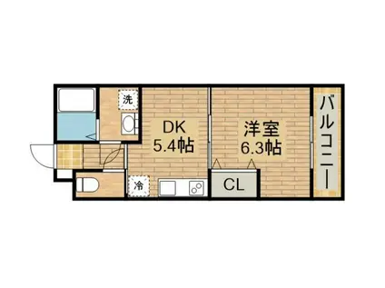 エスファーレ浜寺(1DK/3階)の間取り写真