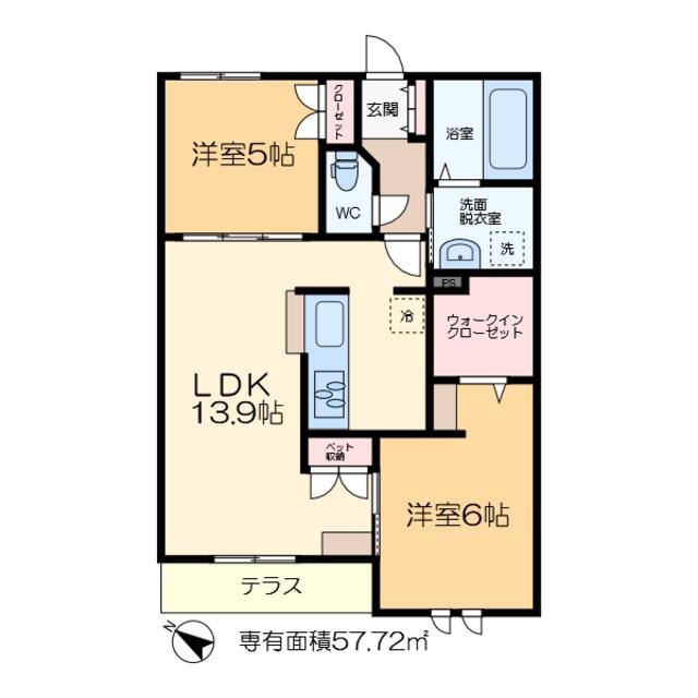 メゾン ド グランペール(2LDK/1階)の間取り写真
