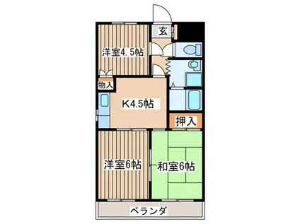 ハーモニーレジデンス(3K/1階)の間取り写真