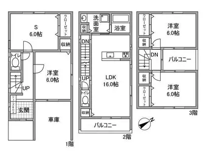 姫里1丁目戸建(3SLK/1階)の間取り写真
