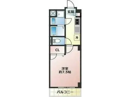 パルティア(1K/1階)の間取り写真