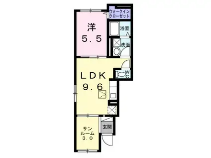 サン・カルム(1LDK/1階)の間取り写真