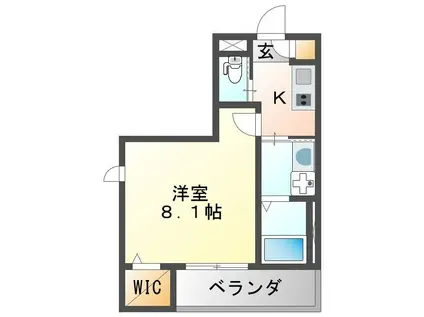 BONHEUR西宮(1K/1階)の間取り写真
