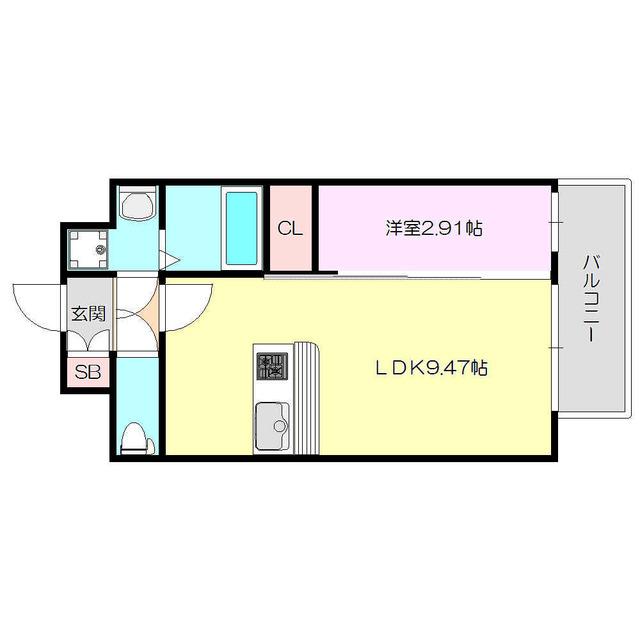 ALIVIS SHIMO-SHINJO SOL TERRACE(1LDK/4階)の間取り写真