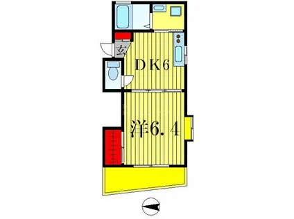 MERIDIAN ANNEX(1DK/2階)の間取り写真