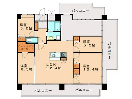 グランドニューガイア福津中央(4LDK/7階)の間取り写真