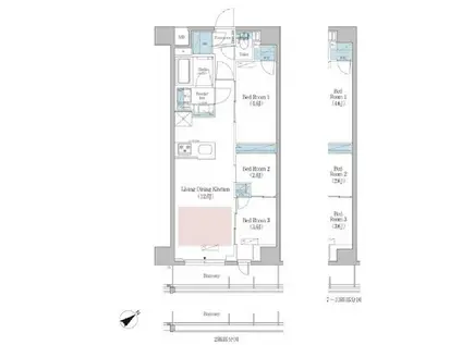 アーバネックス早稲田(3LDK/9階)の間取り写真
