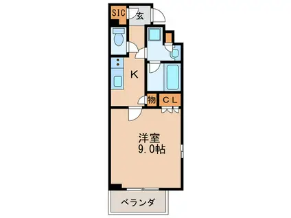 オープンレジデンシア THE MID GATE(1K/5階)の間取り写真