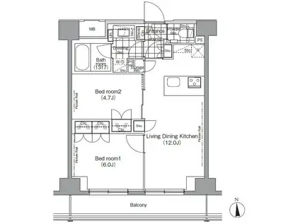 パークハビオ秋葉原(2LDK/8階)の間取り写真
