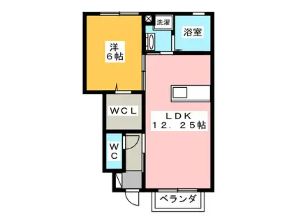 ピソ コモド A(1LDK/1階)の間取り写真