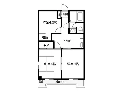 ゴールデンフラット(3DK/1階)の間取り写真