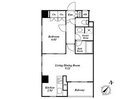 スペーシア三軒茶屋弐番館(1LDK/5階)の間取り写真