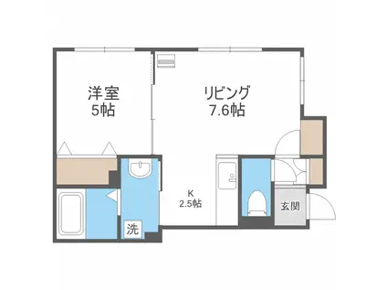 レジデンス大通公園(1LDK/2階)の間取り写真