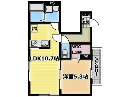 アリビオ五反野(1LDK/3階)の間取り写真