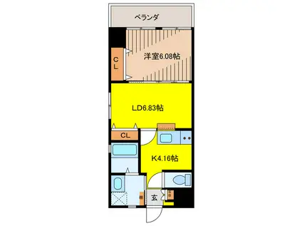 LILY(1LDK/2階)の間取り写真