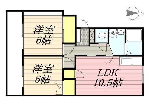CASAあけぼの(2LDK/2階)の間取り写真